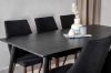 Imagine Masa de dining Dipp - 180*90cm - Furnir negru / picioare complet negre + Scaun de dining Leone - Picioare de nuc - Material negru_6