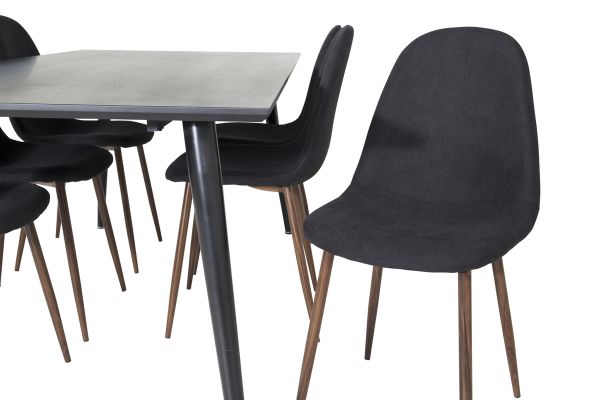 Imagine Dipp Dining Table - 180*90cm - Black Veneer / all black legs +Polar Dining Chair - Walnut Legs - Black Fabric_6