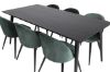 Imagine Masa de Dining Dipp - 180*90cm - Furnir negru / picioare complet negre + Scaun de Dining din Catifea - Verde / Negru_6