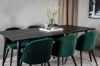 Imagine Masa de Dining Dipp - 180*90cm - Furnir negru / picioare complet negre + Scaun de Dining din Catifea - Verde / Negru_6