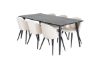 Imagine Masa de dining Dipp - 180*90cm - Furnir negru / picioare complet negre + Scaun de dining Velvet - Bej / Negru_6