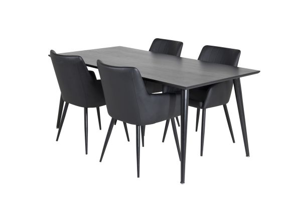 Imagine Masa de dining Dipp - 180*90cm - Furnir negru / picioare complet negre + Comfort - Scaun de dining - Stejar / Negru _4