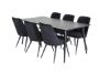 Imagine Masa de dining Dipp - 180*90cm - Furnir negru / picioare complet negre + Scaun de dining Velvet Deluxe - Negru / Negru_6