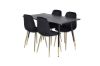 Imagine Masa de dining Dipp - 120 cm - Furnir negru - Picioare negre cu bronz dipp+ Scaun de dining Polar - Negru / Branză_4