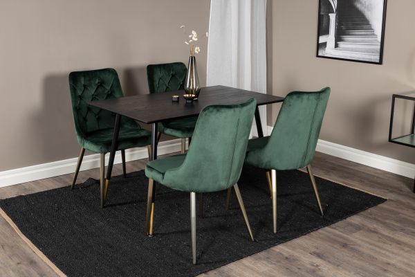 Imagine Masa de dining Dipp - 120 cm - Furnir negru - Picioare negre cu bronz dipp+ Scaun de dining Velvet Deluxe - Verde / Bronz_4