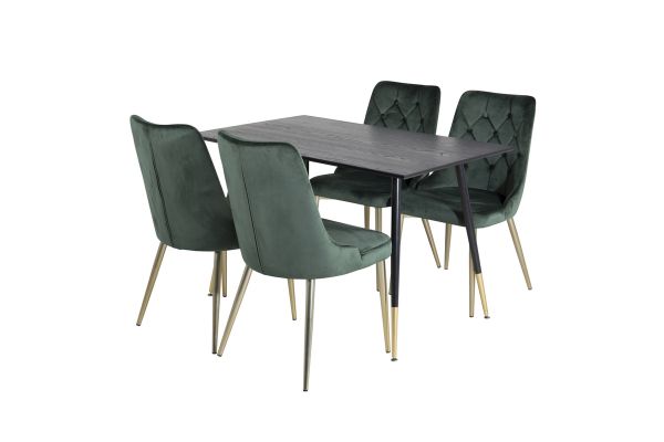 Imagine Masa de dining Dipp - 120 cm - Furnir negru - Picioare negre cu bronz dipp+ Scaun de dining Velvet Deluxe - Verde / Bronz_4