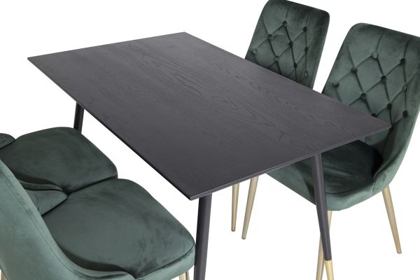 Imagine Masa de dining Dipp - 120 cm - Furnir negru - Picioare negre cu bronz dipp+ Scaun de dining Velvet Deluxe - Verde / Bronz_4