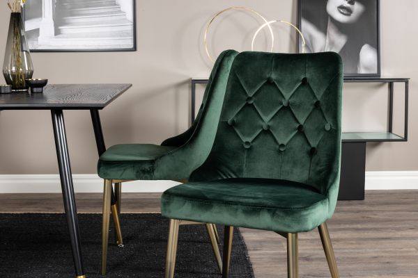 Imagine Masa de dining Dipp - 120 cm - Furnir negru - Picioare negre cu bronz dipp+ Scaun de dining Velvet Deluxe - Verde / Bronz_4