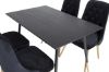 Imagine Masa de dining Dipp - 120 cm - Furnir negru - Picioare negre cu alamă dipp+ Scaun de dining Velvet Deluxe - Negru / Alamă_4