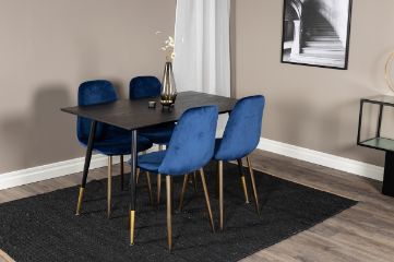 Imagine Masa de dining Dipp - 120 cm - Furnir negru - Picioare negre cu bronz dipp+Masă de dining Polar - Albastru / Brățară_4