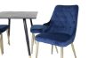 Imagine Dipp Dining Table - 120 cm - Black Veneer - Black Legs w. Brass dipp+Velvet Deluxe Dining Chair - Blue / Brass_4