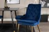 Imagine Dipp Dining Table - 120 cm - Black Veneer - Black Legs w. Brass dipp+Velvet Deluxe Dining Chair - Blue / Brass_4