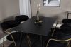 Imagine Masa de dining Dipp - 120 cm - Furnir negru - Picioare negre cu bronz dipp+Scaun cu brate Arrow - Picioare bronz - Catifea neagra_4