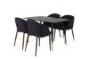 Imagine Masa de dining Dipp - 120 cm - Furnir negru - Picioare negre cu bronz dipp+ Scaun de dining Arch - Picioare de nuc - Tesatura neagra_4