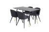 Imagine Masa de dining Dipp - 120 cm - Furnir negru - Picioare negre cu bronz dipp+ Scaun de dining Velvet - Picioare negre - Material textil negru_4