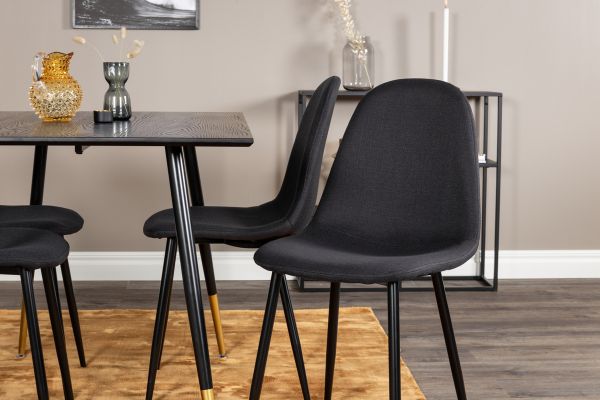 Imagine Vă rugăm să traduceți complet: Masă de dining Dipp - 120 cm - Furnir negru - Picioare negre cu dipp+ scaun de dining Polar - Picioare negre - Țesătură neagră_4