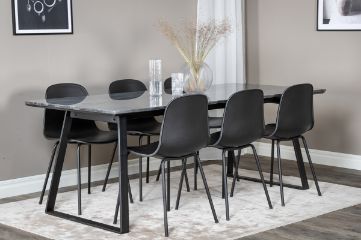 Imagine Masa de dining Estelle 200*90*H76 - Negru / Scaun de dining Arctic - Picioare Negre - Plastic Negru_6