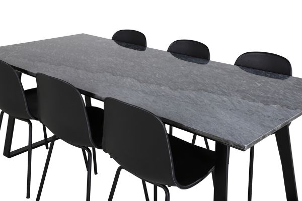 Imagine Masa de dining Estelle 200*90*H76 - Negru / Scaun de dining Arctic - Picioare Negre - Plastic Negru_6