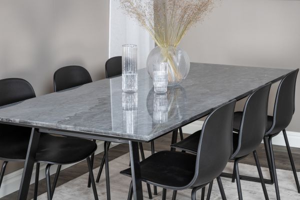 Imagine Masa de dining Estelle 200*90*H76 - Negru / Scaun de dining Arctic - Picioare Negre - Plastic Negru_6