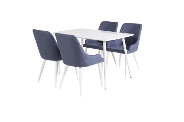 Imagine Masa de dining Polar 120 cm - Alb Alb+Scaun de dining Plaza - Picioare albastre - Material albastru_4