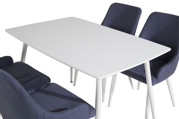 Imagine Masa de dining Polar 120 cm - Alb Alb+Scaun de dining Plaza - Picioare albastre - Material albastru_4