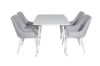 Imagine Tabel de dining Polar 120 cm - Alb Alb+Scaun de dining Plaza - Picioare albe - Material gri deschis_4