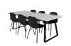 Imagine Masa de dining Estelle 200*90*H76 - Alb / Negru+Scaun de dining Arctic - Picioare Negre - Plastic Negru_6