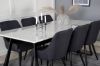 Imagine Masa de dining Estelle 200*90*H76 - Alb / Negru+Scaun de dining Plaza - Picioare negre - Material negru_6