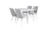 Imagine Masa de dining Polar de 120 cm - Alb Alb+Scaun de dining Velvet Deluxe - Picior Alb - Material Gri Deschis_4