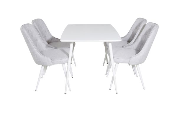 Imagine Masa de dining Polar de 120 cm - Alb Alb+Scaun de dining Velvet Deluxe - Picior Alb - Material Gri Deschis_4