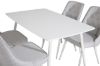 Imagine Masa de dining Polar de 120 cm - Alb Alb+Scaun de dining Velvet Deluxe - Picior Alb - Material Gri Deschis_4