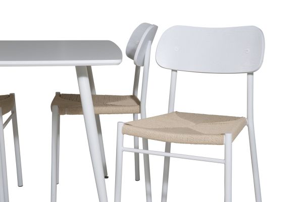 Imagine Masa de dining Polar 120 cm - Alb + Scaun de dining Polly - Alb / Natură _4