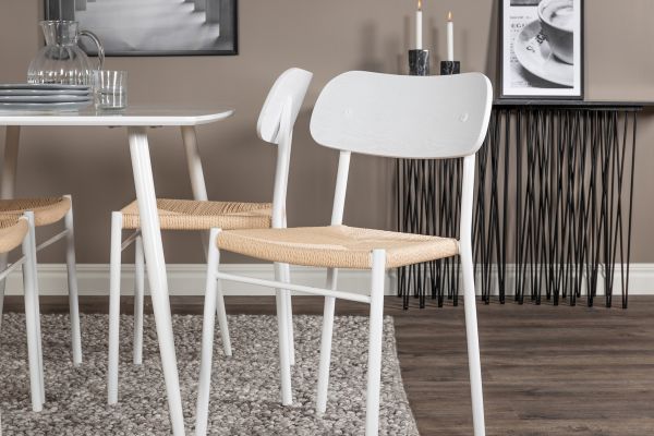 Imagine Masa de dining Polar 120 cm - Alb + Scaun de dining Polly - Alb / Natură _4