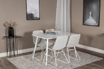 Imagine Masa de dining Polar 120 cm - Alb Alb + Scaun de dining Cirebon - Wash White_4