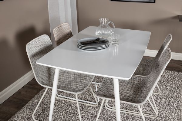 Imagine Masa de dining Polar 120 cm - Alb Alb + Scaun de dining Cirebon - Wash White_4