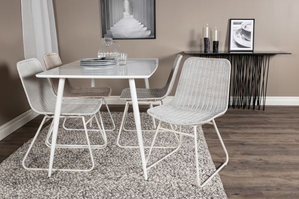 Imagine Masa de dining Polar 120 cm - Alb Alb + Scaun de dining Cirebon - Wash White_4