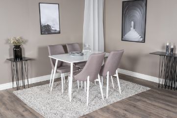 Imagine Masa de dining Polar 120 cm - Alb Alb + Leone 2.0 Gri Polar - Picioare albe _4