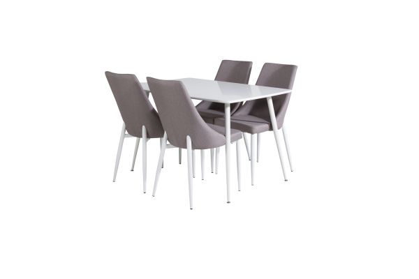 Imagine Masa de dining Polar 120 cm - Alb Alb + Leone 2.0 Gri Polar - Picioare albe _4