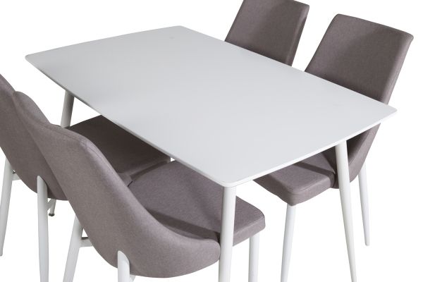 Imagine Masa de dining Polar 120 cm - Alb Alb + Leone 2.0 Gri Polar - Picioare albe _4