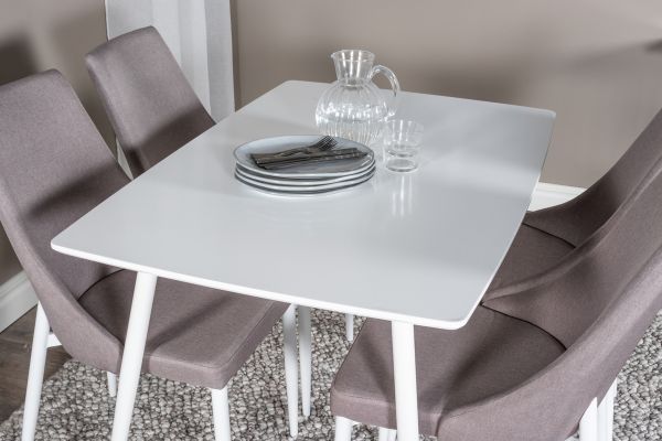 Imagine Masa de dining Polar 120 cm - Alb Alb + Leone 2.0 Gri Polar - Picioare albe _4