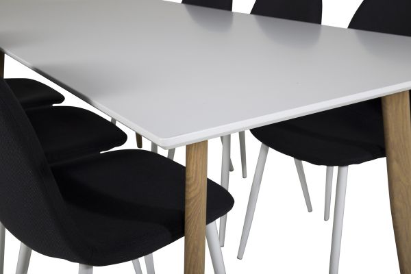 Imagine Masa de dining eleganta Polar - Ek-Look / Alb - 180*90*H75 + Scaun de dining Polar - Picioare albe - Material negru _6