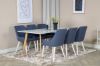 Imagine Masa de dining Polar - Ek-Look / Alb - 180*90*H75 + Scaun de dining Plaza - Picioare albe - Material albastru _6