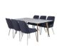 Imagine Masa de dining Polar - Ek-Look / Alb - 180*90*H75 + Scaun de dining Plaza - Picioare albe - Material albastru _6