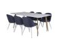 Imagine Masa de dining Polar - Ek-Look / Alb - 180*90*H75 + Scaun de dining Velvet - Picioare albe - Pânză albastră _6