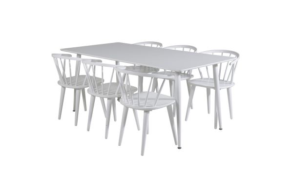 Imagine Polar Dining table 180 cm - White top / White Legs+Bobby Windsor Dining Chair - White_6