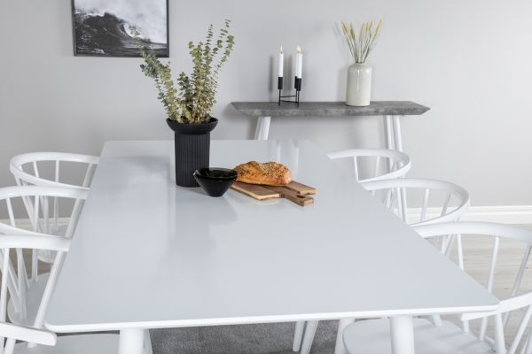 Imagine Polar Dining table 180 cm - White top / White Legs+Bobby Windsor Dining Chair - White_6