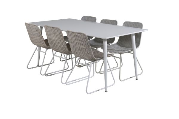 Imagine Masa de dining Polar 180 cm - Blat alb / Picioare albe + Scaun de dining Cirebon - Spălat alb_6