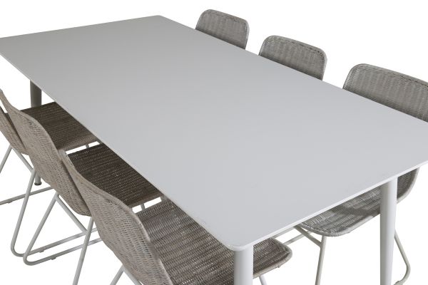 Imagine Masa de dining Polar 180 cm - Blat alb / Picioare albe + Scaun de dining Cirebon - Spălat alb_6