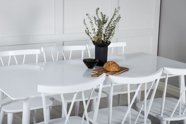 Imagine Masa de dining Polar de 180 cm - blat alb / picioare albe + Scaun Windsor Mariette - alb_6