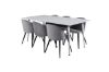 Imagine Masa de dining Polar de 180 cm - Blat alb / Picioare albe + Scaun de dining din catifea - Gri deschis / Negru _ 6